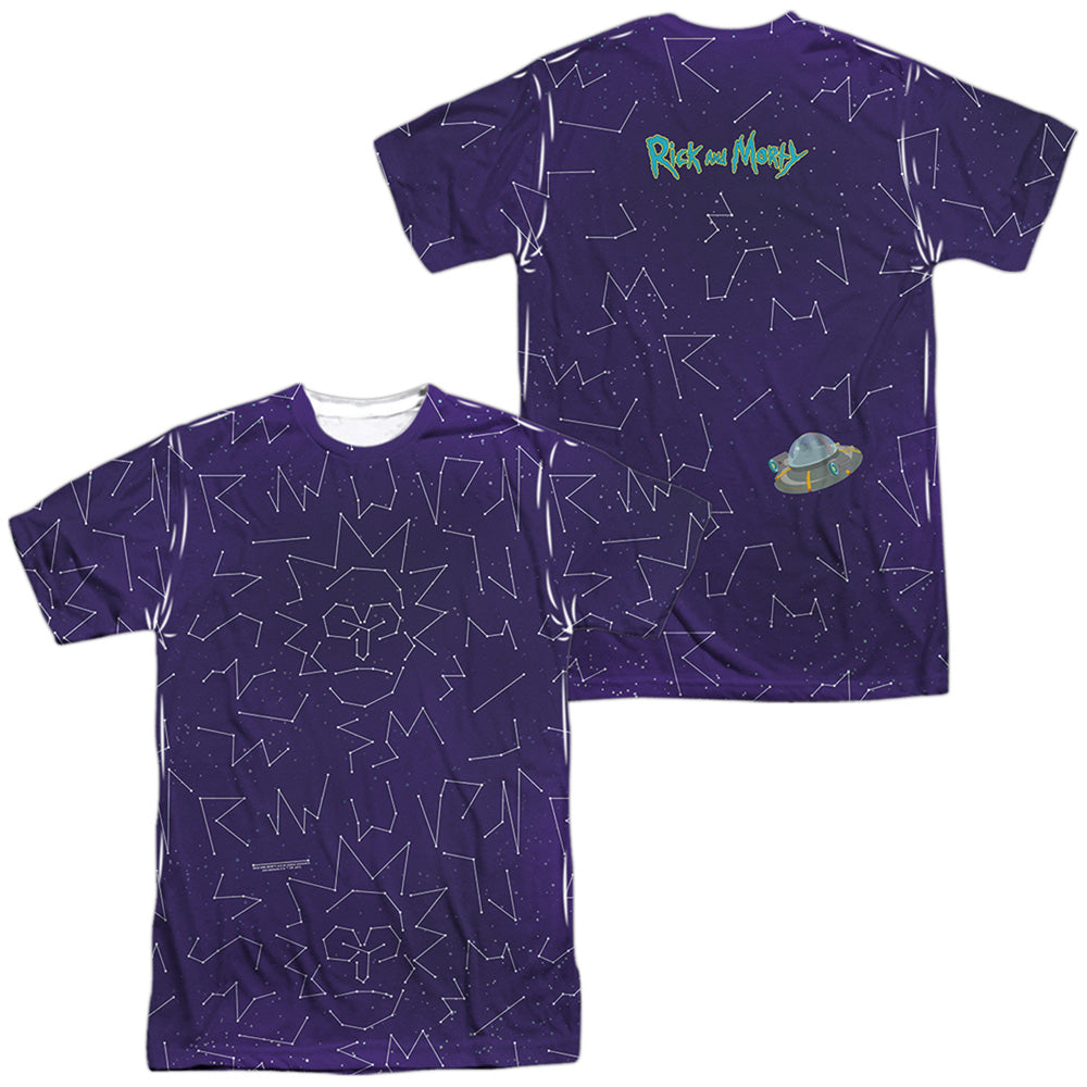 Rick And Morty Stars Front Back Print Mens Poly Crew T Shirt White