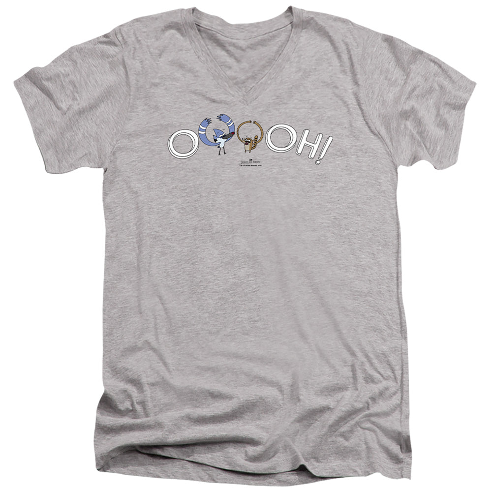 The Regular Show Ooooh Mens Slim Fit V-Neck T Shirt Athletic Heather