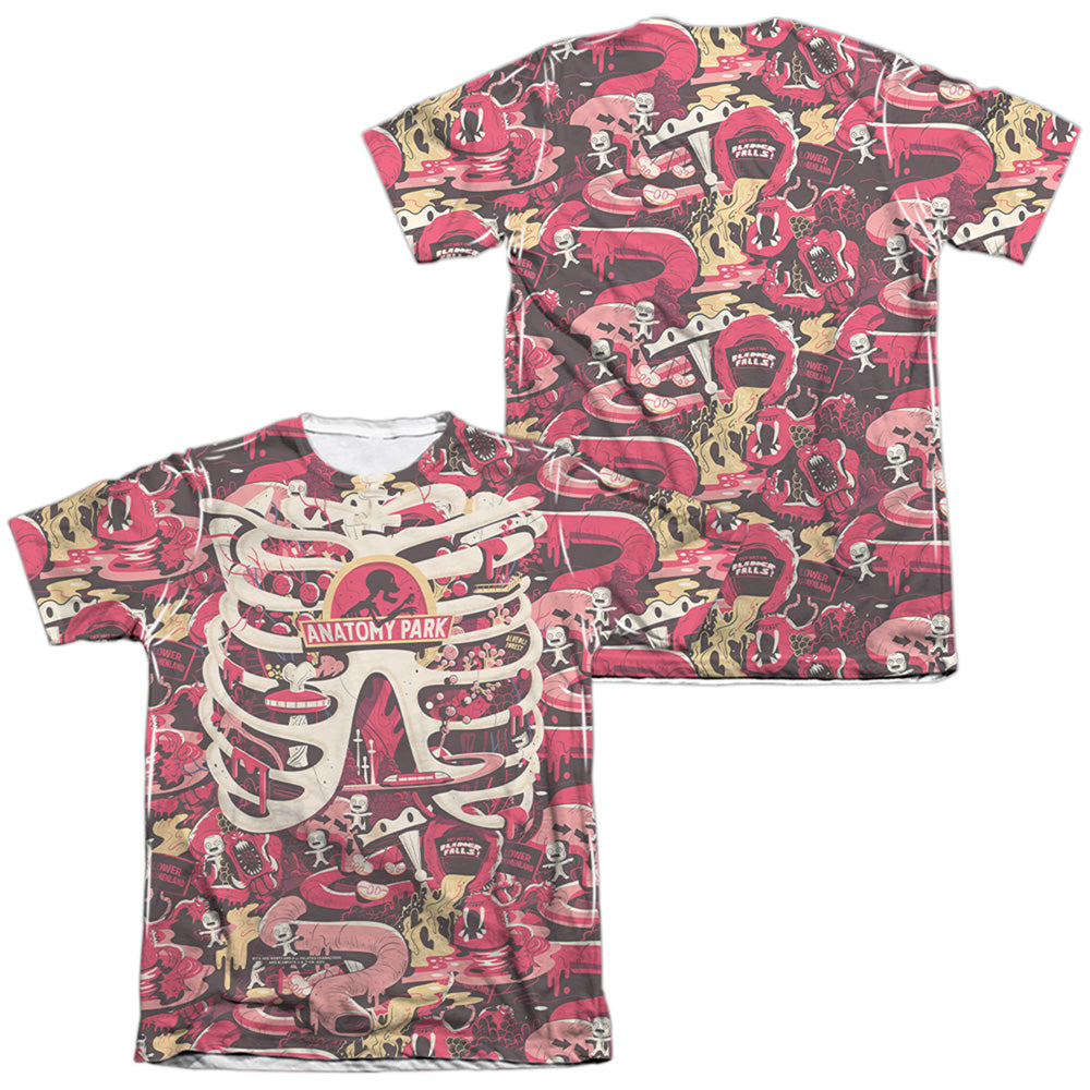 Rick And Morty Anatomy Park Front Back Print Mens Poly Cotton T Shirt White