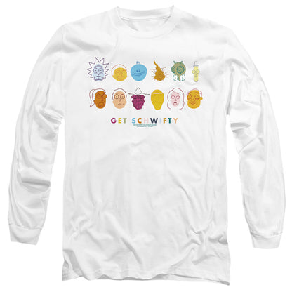 Rick And Morty Get Schwifty Mens Long Sleeve Shirt White Officially Licensed