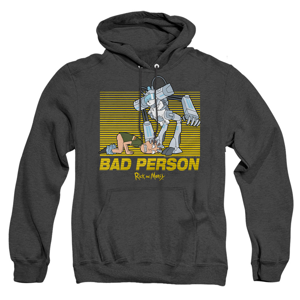 Rick And Morty Bad Person Heather Mens Hoodie Black