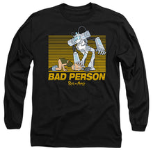 Load image into Gallery viewer, Rick And Morty Bad Person Mens Long Sleeve Shirt Black Officially Licensed
