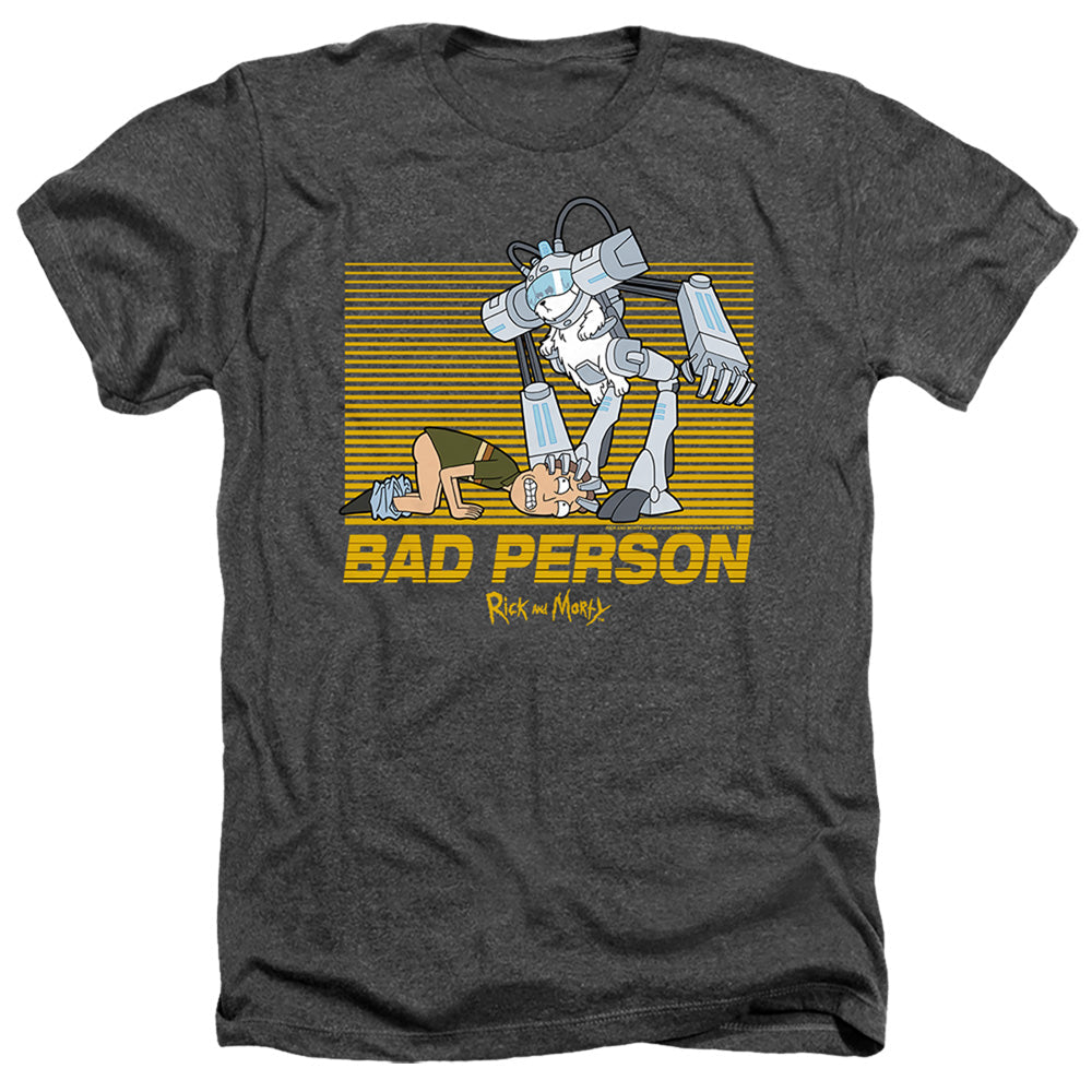 Rick And Morty Bad Person Heather Mens T Shirt Black