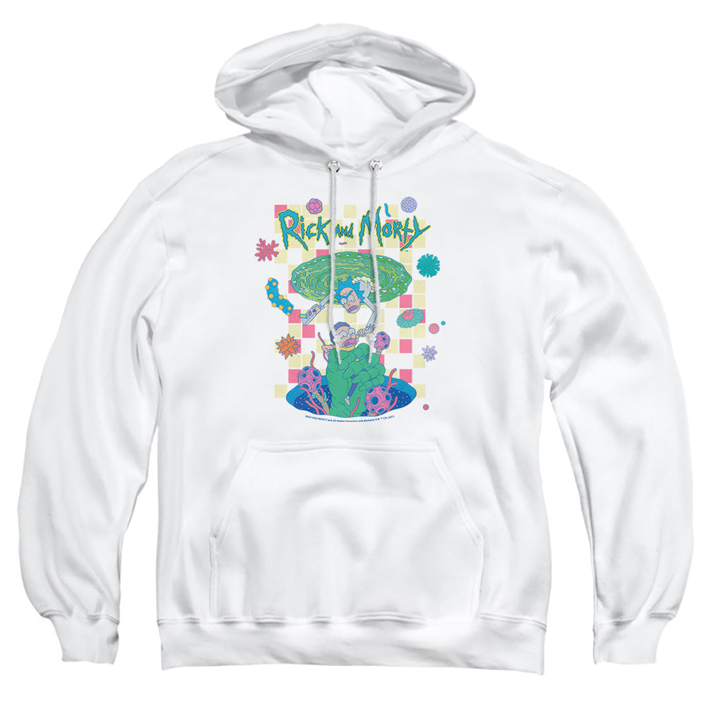 Rick And Morty Falling Portals Mens Hoodie White