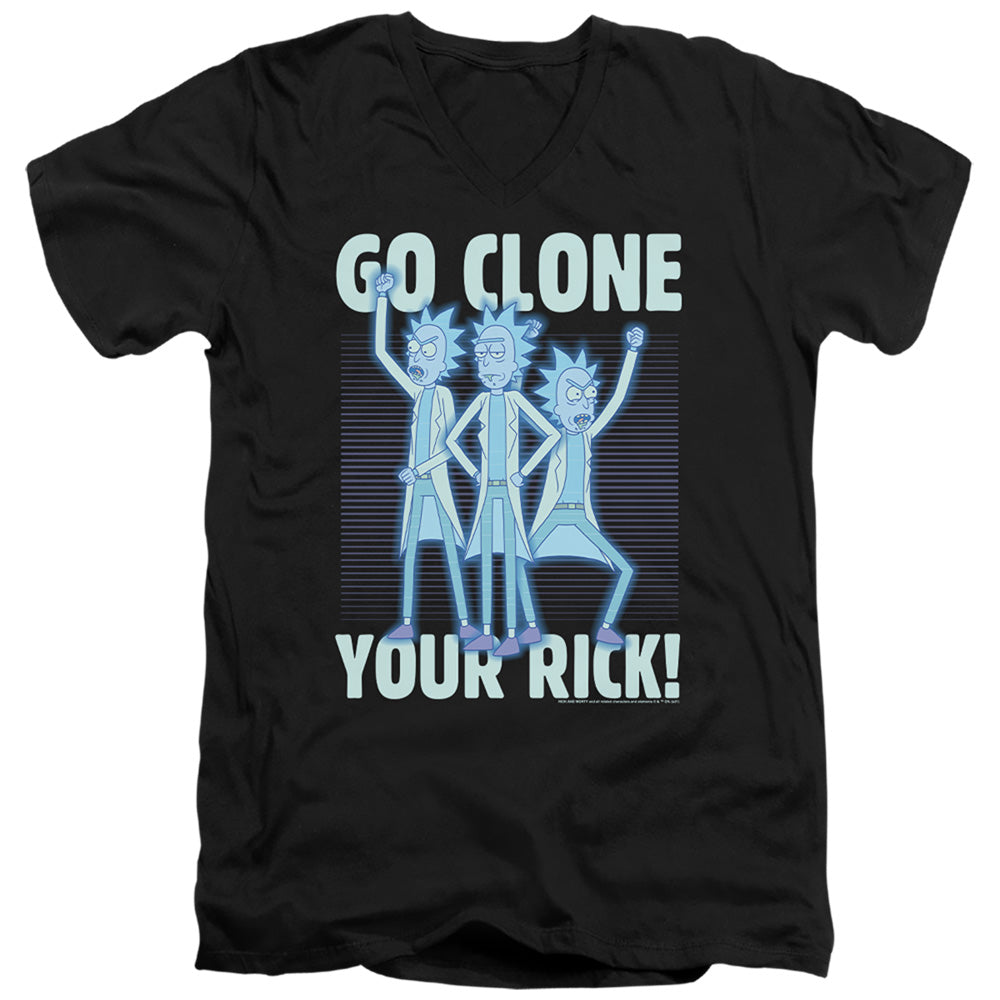 Rick And Morty Go Clone Your Rick Mens Slim Fit V-Neck T Shirt Black