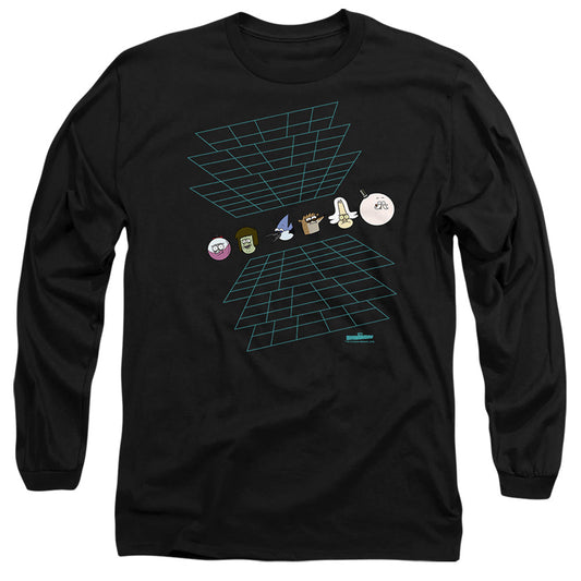 The Regular Show Regular Grid Mens Long Sleeve Shirt Black Officially Licensed