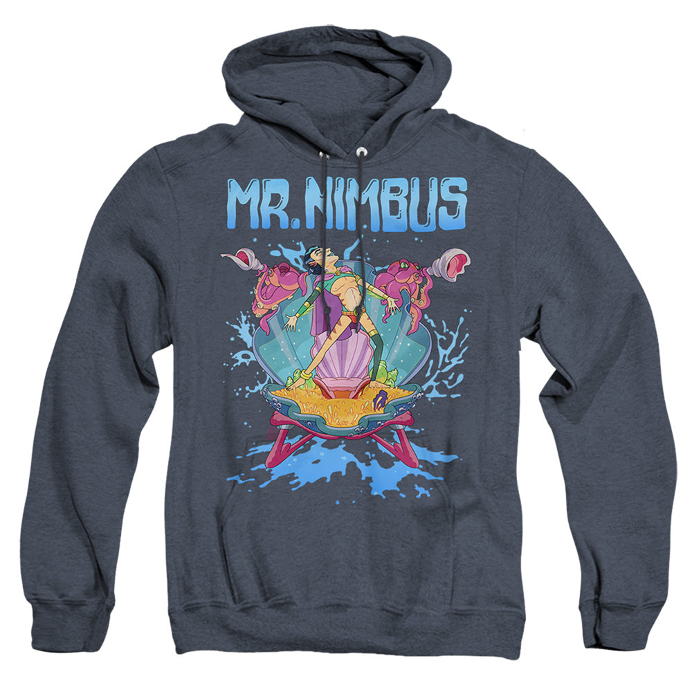 Rick And Morty Mr. Nimbus Design Heather Mens Hoodie Navy
