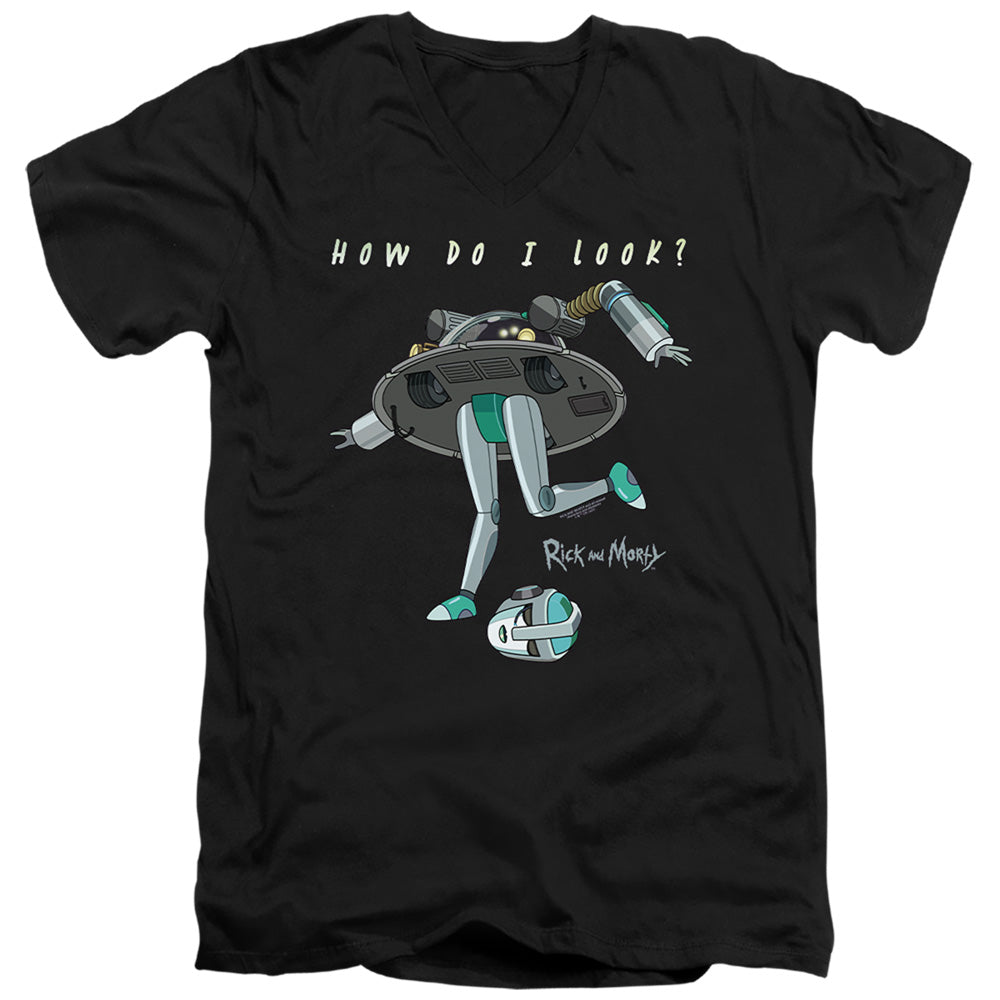Rick And Morty How Do I Look? Mens Slim Fit V-Neck T Shirt Black