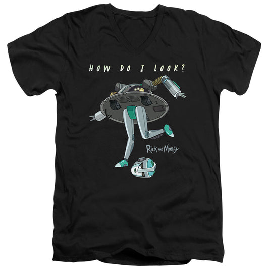 Rick And Morty How Do I Look? Mens Slim Fit V-Neck T Shirt Black