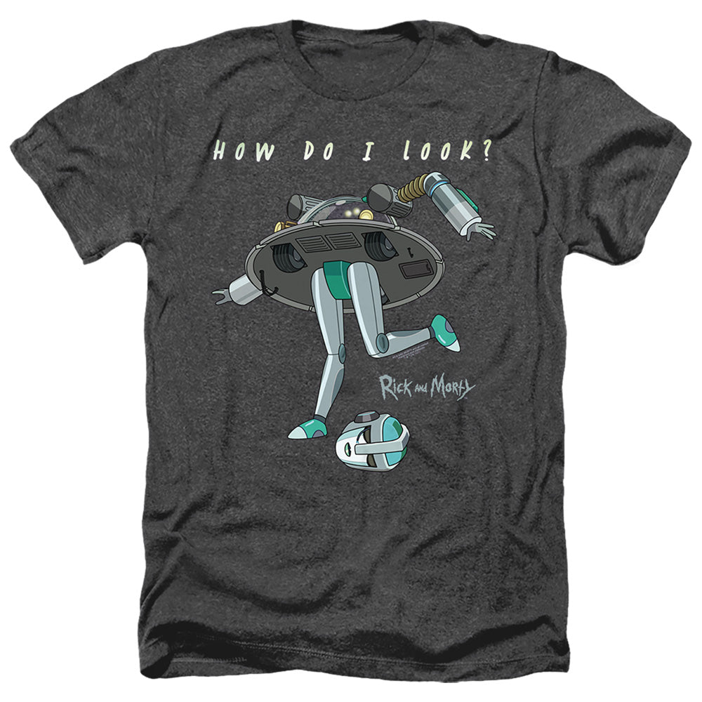 Rick And Morty How Do I Look? Heather Mens T Shirt Black