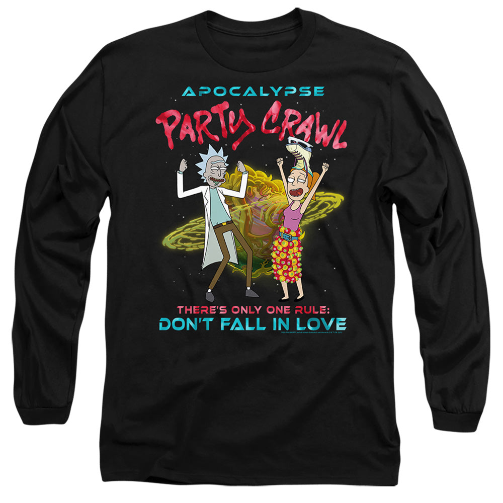 Rick And Morty Apocalypse Party Crawl Mens Long Sleeve Shirt Black Officially Licensed
