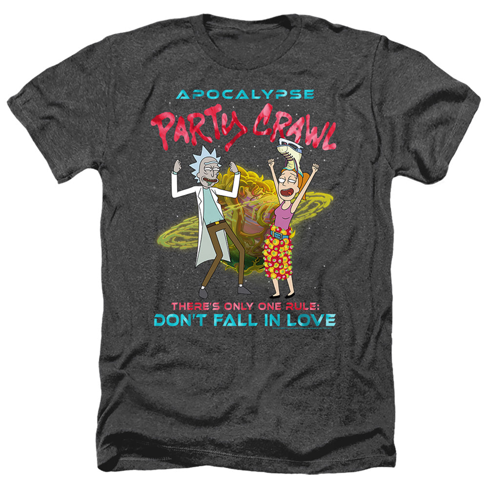 Rick And Morty Apocalypse Party Crawl Heather Mens T Shirt Black