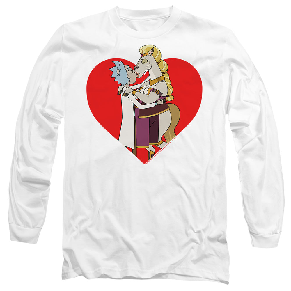Rick And Morty Rick And Horse Kiss Mens Long Sleeve Shirt White Officially Licensed