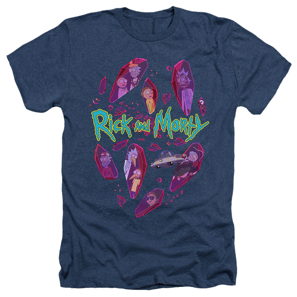 Rick And Morty Death Crystal Futures Heather Mens T Shirt Navy