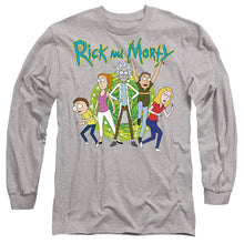 Load image into Gallery viewer, Rick And Morty Family Fights Together Mens Long Sleeve Shirt Athletic Heather Officially Licensed

