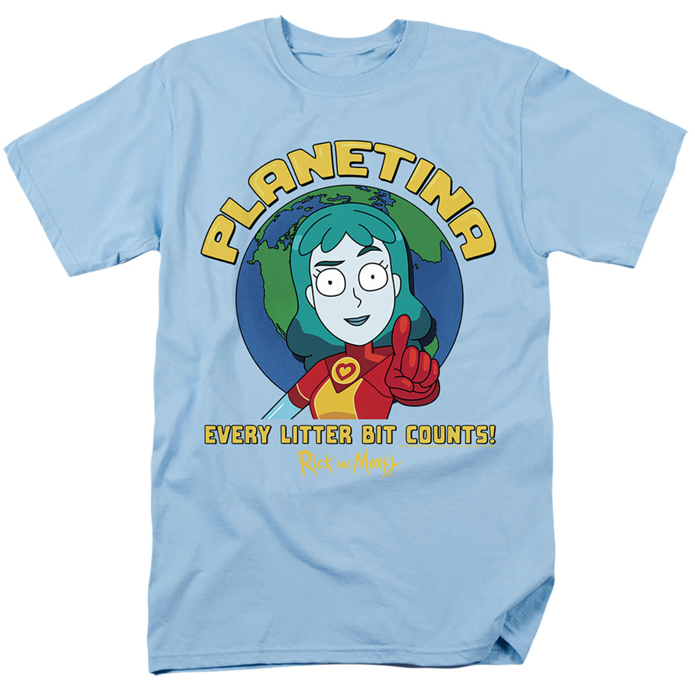 Rick And Morty Planetina Litter Bit Counts Mens T Shirt Light Blue