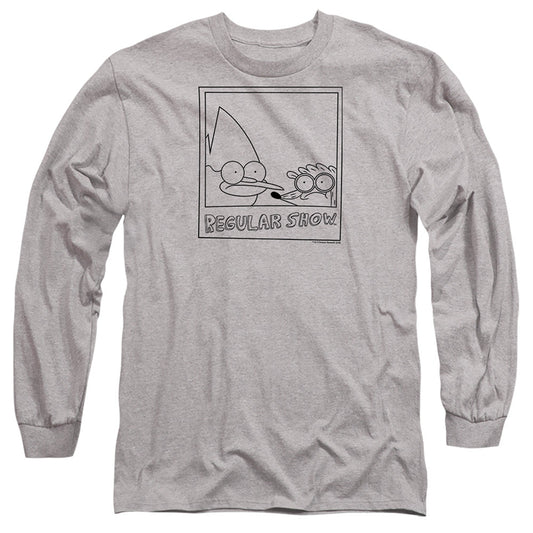 Regular Show Poloroid Mens Long Sleeve Shirt Athletic Heather Officially Licensed