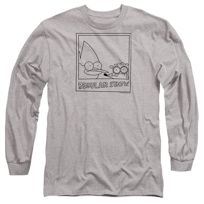 Regular Show Poloroid Mens Long Sleeve Shirt Athletic Heather Officially Licensed