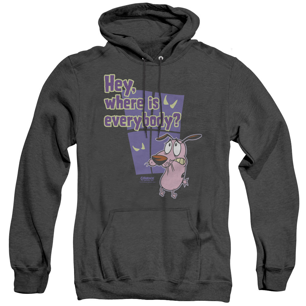 Courage Where Is Everybody Heather Mens Hoodie Black