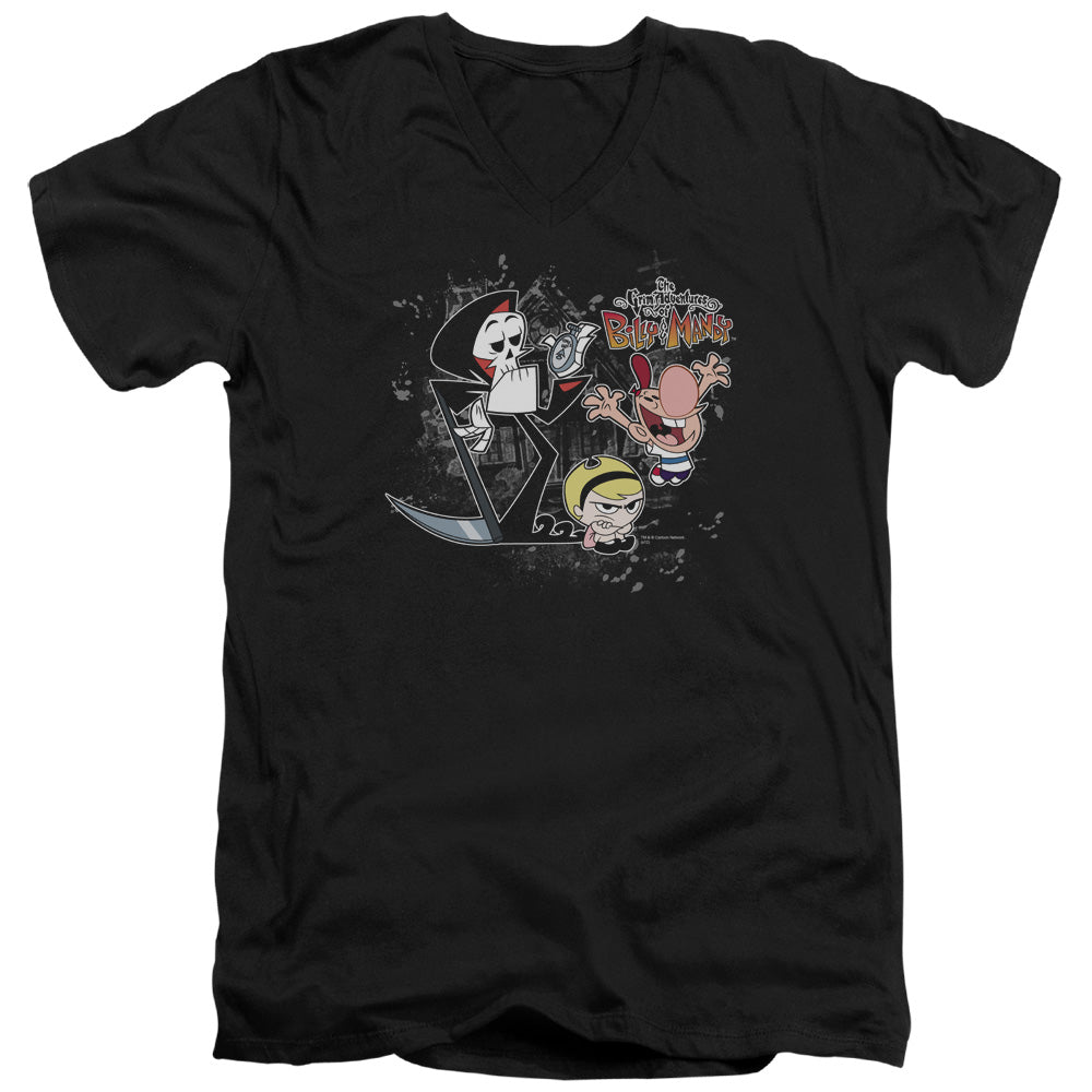 Grim Adventures of Billy & Mandy Splatter Cast Mens Slim Fit V-Neck T Shirt Black
