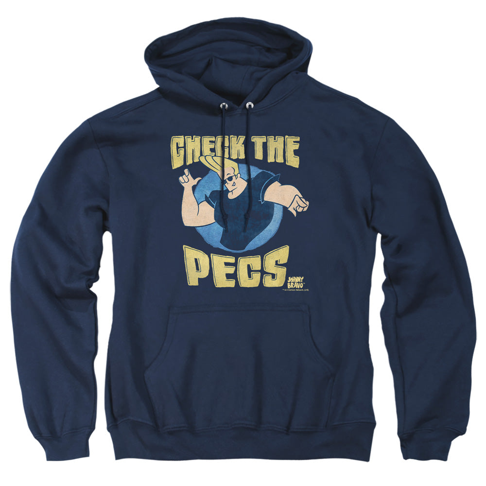 Johnny Bravo Check The Pects Mens Hoodie Navy