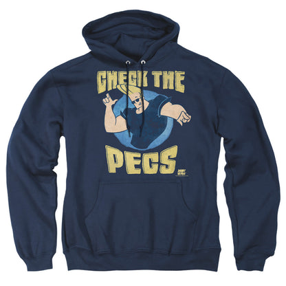 Johnny Bravo Check The Pects Mens Hoodie Navy