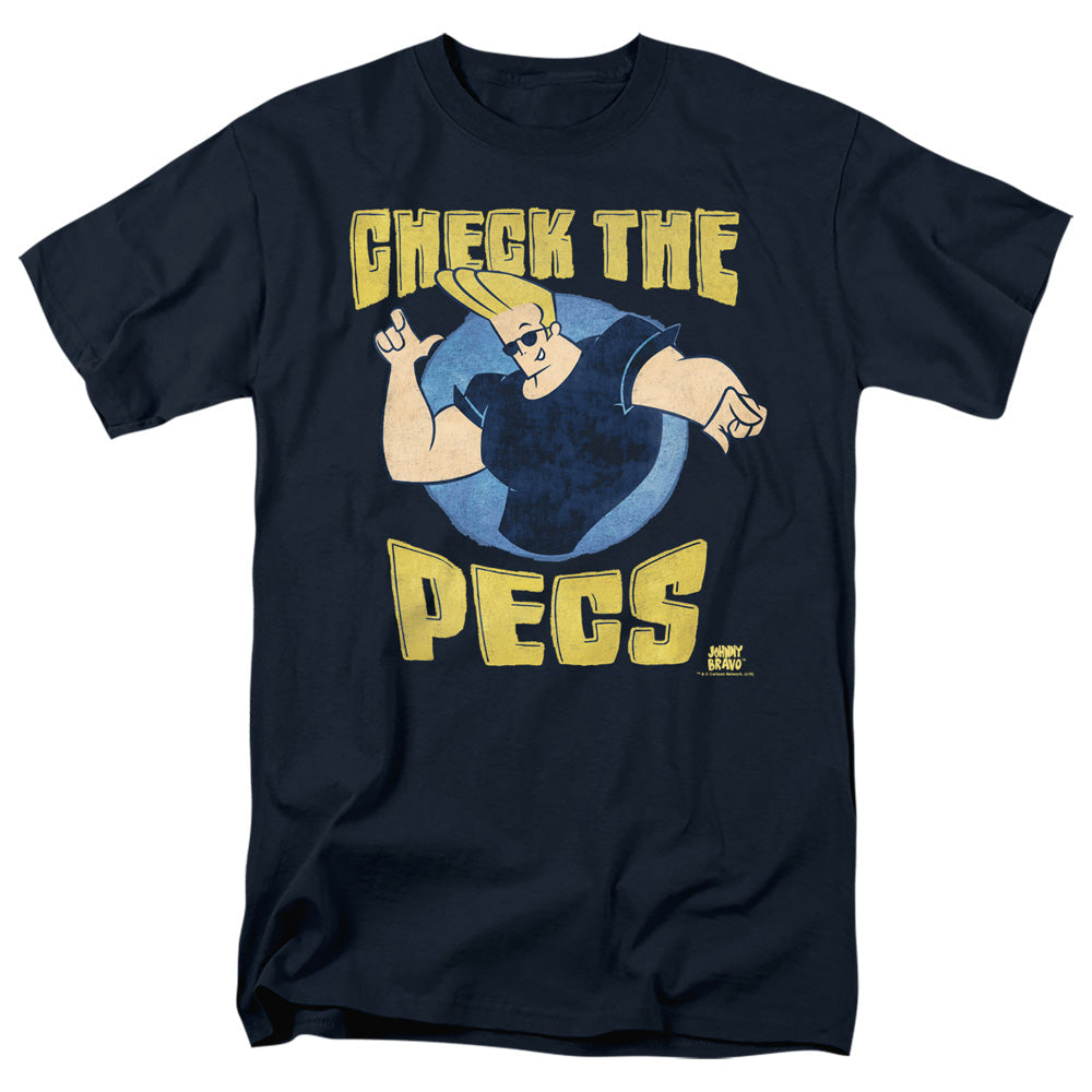 Johnny Bravo Check The Pects Mens T Shirt Navy
