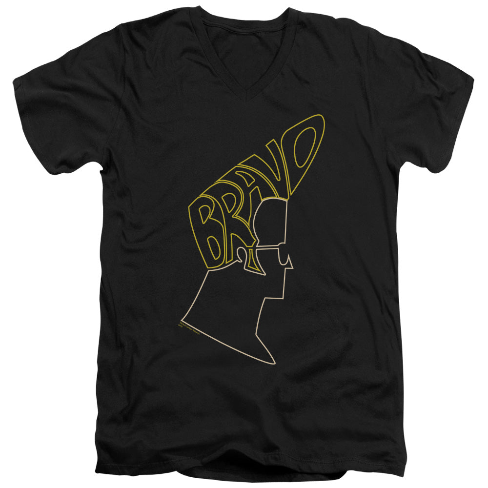 Johnny Bravo Bravo Hair Slim Fit V Neck T Shirt Black