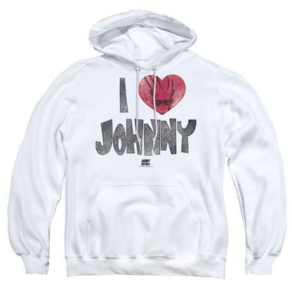 Johnny Bravo I Heart Johnny Mens Hoodie White
