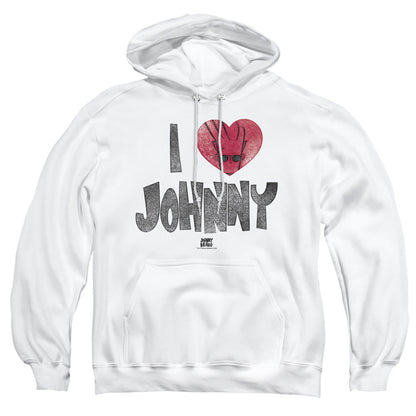 Johnny Bravo I Heart Johnny Mens Hoodie White