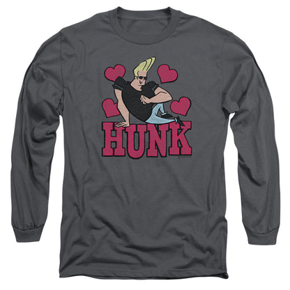 Johnny Bravo Hunk Mens Long Sleeve Shirt Charcoal Officially Licensed