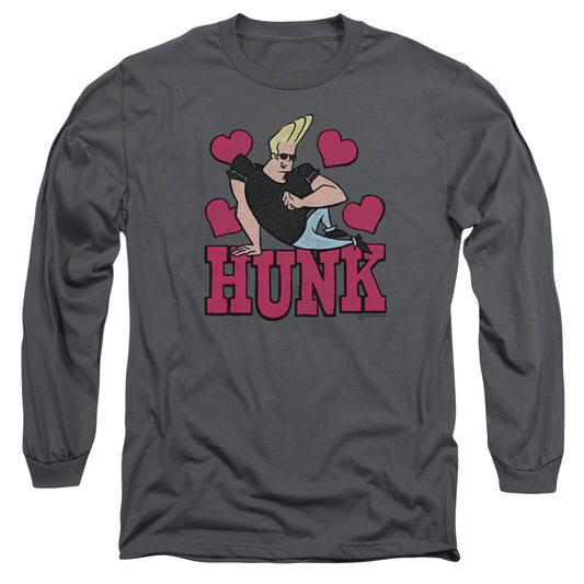 Johnny Bravo Hunk Mens Long Sleeve Shirt Charcoal Officially Licensed