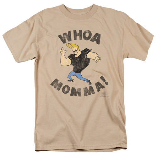 Johnny Bravo Whoa Momma Mens T Shirt Sand