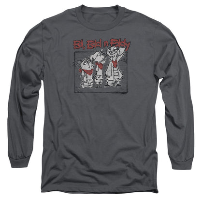 Ed Edd N Eddy Stand By Me Mens Long Sleeve Shirt Charcoal Officially Licensed