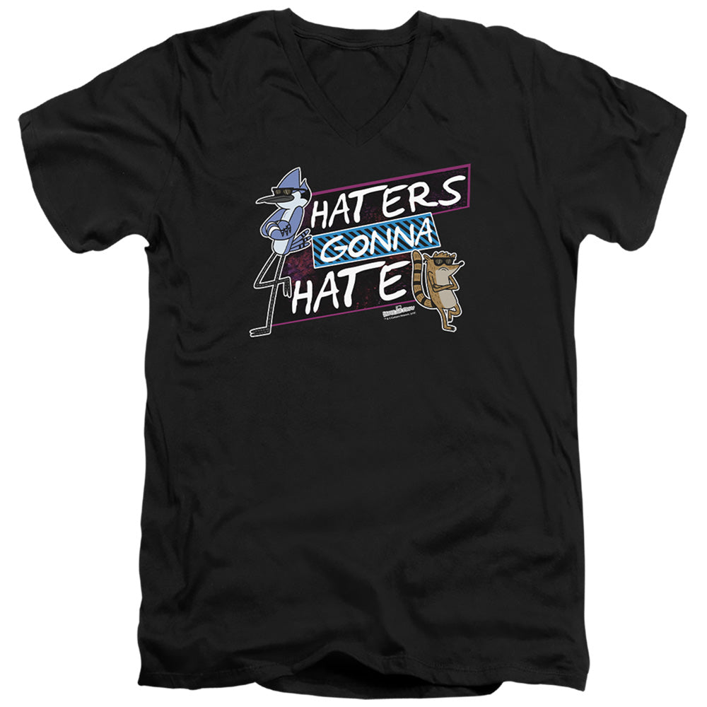 Regular Show Haters Gonna Hate Mens Slim Fit V-Neck T Shirt Black