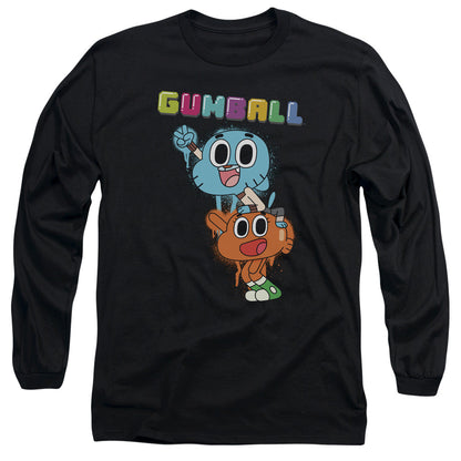 Amazing World Of Gumball Gumball Spray Mens Long Sleeve Shirt Black