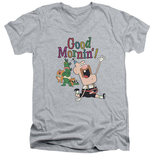 Uncle Grandpa Good Mornin Mens Slim Fit V Neck T Shirt Athletic Heather