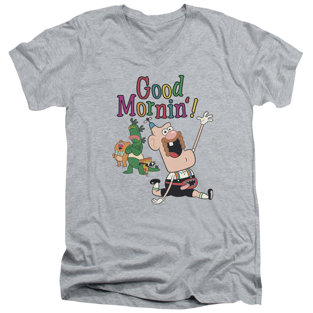 Uncle Grandpa Good Mornin Mens Slim Fit V Neck T Shirt Athletic Heather