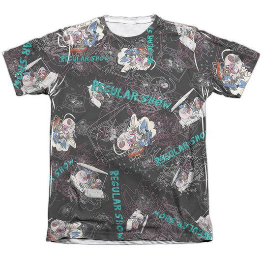 Regular Show Golf Cart Ride-Mens Poly Cotton T Shirt-White