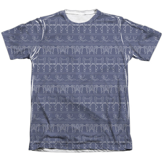 Regular Show Rs Pattern-Mens Poly Cotton T Shirt-White