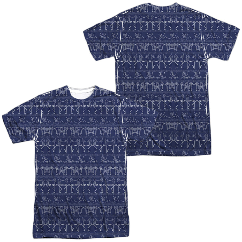 Regular Show Rs Pattern Front Back Print-Mens Poly Crew T Shirt-White