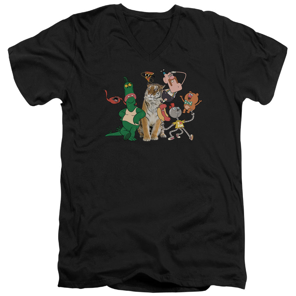 Uncle Grandpa Group Mens Slim Fit V Neck T Shirt Black
