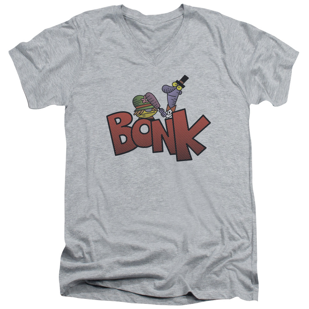 Dexters Laboratory Bonk Mens Slim Fit V Neck T Shirt Athletic Heather