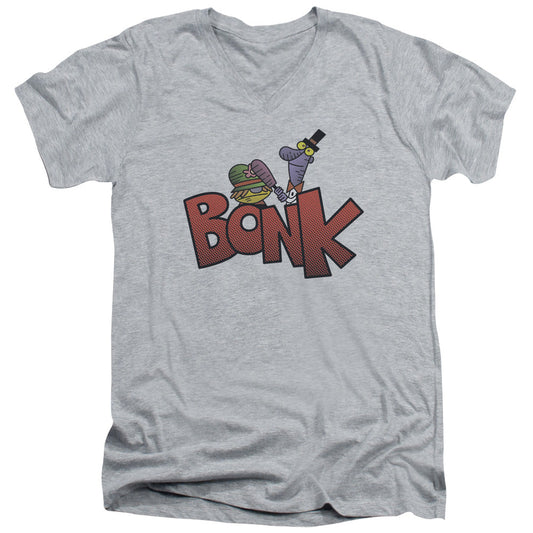 Dexters Laboratory Bonk Mens Slim Fit V Neck T Shirt Athletic Heather
