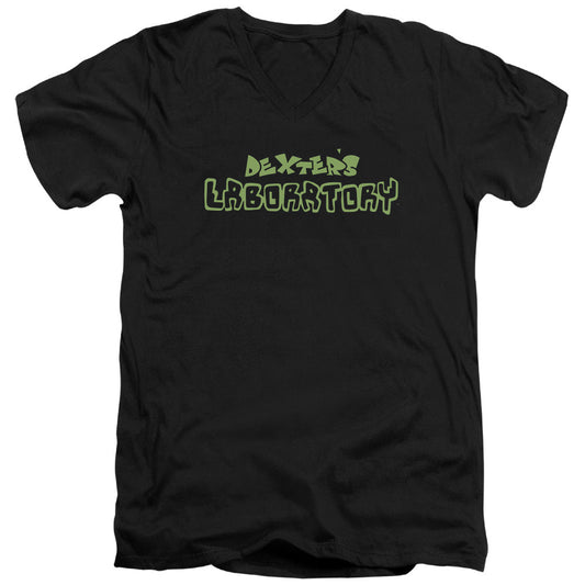 Dexters Laboratory Dexters Logo Mens Slim Fit V Neck T Shirt Black