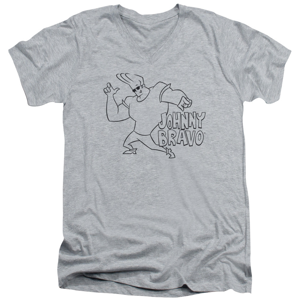 Johnny Bravo Jb Line Art Mens Slim Fit V Neck T Shirt Athletic Heather