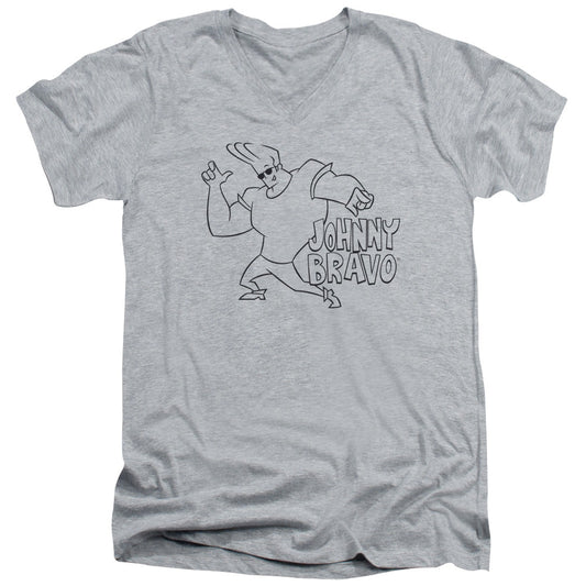 Johnny Bravo Jb Line Art Mens Slim Fit V Neck T Shirt Athletic Heather