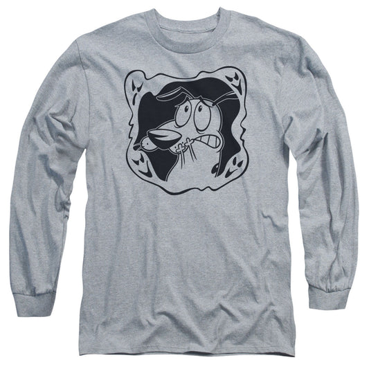 Courage The Cowardly Dog Ghost Frame Mens Long Sleeve Shirt Athletic Heather Officially Licensed