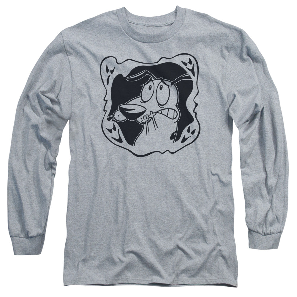 Courage the Cowardly Dog Ghost Frame Mens Long Sleeve Shirt Athletic Heather