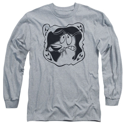 Courage the Cowardly Dog Ghost Frame Mens Long Sleeve Shirt Athletic Heather